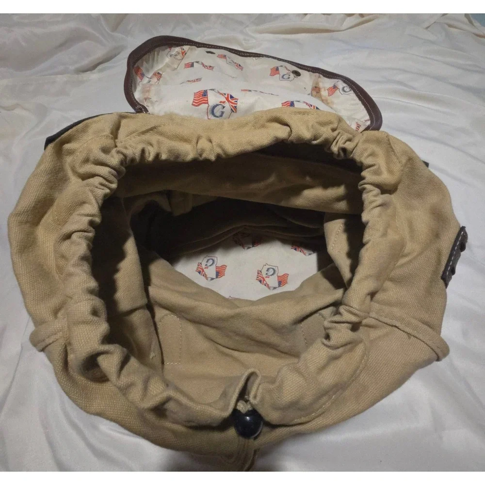 Barrington Canvas Leather Rucksack Backpack Tan Brown Delta SkyMiles Tag